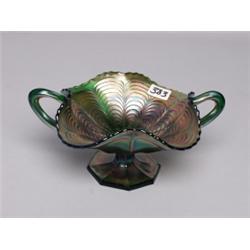 Green Fenton Carnival Glass Bon Bon Dish