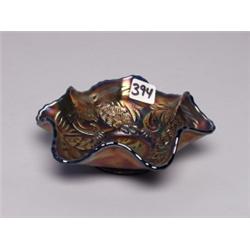 Blue Fenton Carnival Glass Flat Base Bowl