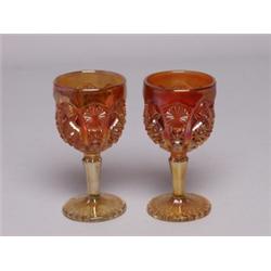 2 Imperial Marigold Carnival Glass Goblets