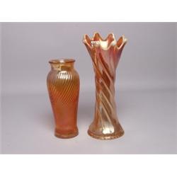 Carnival Glass 1 Imperial 1 Spiraley Vases