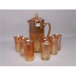 Imperial Carnival Glass Pitcher & 6 Glasses
