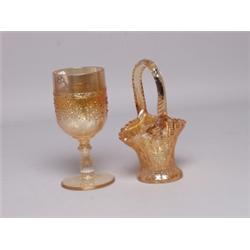 2 Pieces of Marigold Carnival Glass