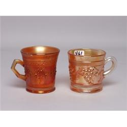2 Marigold Carnival Glass Mugs