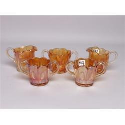 5 Pieces Dugan Carnival Glass