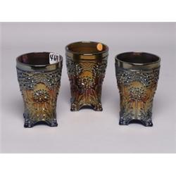 3 Fenton Carnival Glass Tumblers