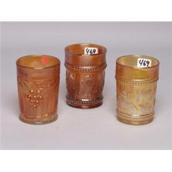 3 Carnival Glass  Northwood Tumblers