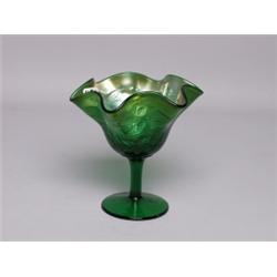 Green Carnival Glass Compote