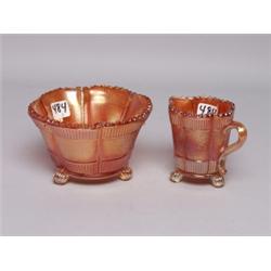 Marigold Carnival Glass Cream & Sugar