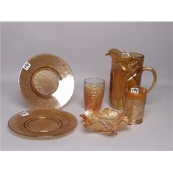 6 Pieces Carnival Glass Marigold