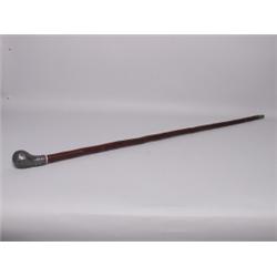 Old Pewter Mounted Chicken and Bug Cane