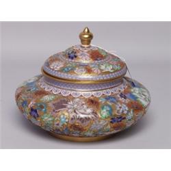 Chinese Cloissone & Gilt Metal Covered Lid