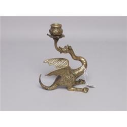 Antique English Brass Gryphen Candlestick