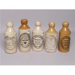 5 Antique Stone Ginger Beer Bottles