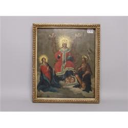 19th C. Russian Painted Wood Panel Icon