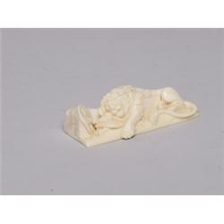 Swiss Carved Ivory Lion 19th C.