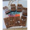 Image 2 : Qty 20 Laser-Cut Koa Votive Pieces - Monstera 3.5x7 and Aloha Tote