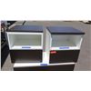 Image 2 : Rolling 2-Drawer Chest (39x17x28), 2 Drawered Stands(19.5x19.5) White w/Dark Brown Façade