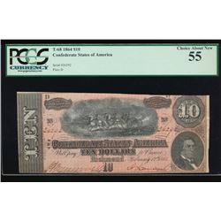 1864 $10 Confederate States of America Note PCGS 55