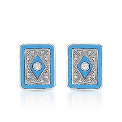 14KT White Gold 1.17ctw Turquoise and Diamond Earrings