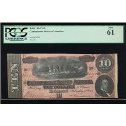 1864 $10 Confederate States of America Note PCGS 61