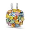 Image 1 : 14KT White Gold 8.47ctw Multi Color Sapphire and Diamond Pendant