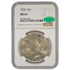 Image 1 : 1928 $1 Peace Silver Dollar Coin NGC MS63 CAC