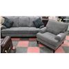 Image 1 : SHOWHOME GREY FABRIC 87" SOFA AND 40" CHAIR WITH