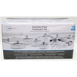 MAINSTAYS 18PC STAINLESS STEEL COOKWARE SET