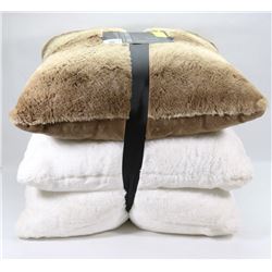 BUNDLE OF 3 FAUX FUR DECORATIVE PILLOWS