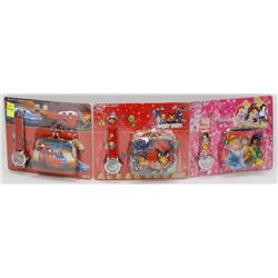 LOT OF 3 NEW KIDS WATCH AND WALLET SETS