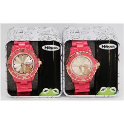 LOT OF TWO KERMET THE FROG WATCHES IN TIN CASE