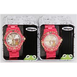 LOT OF TWO KERMET THE FROG WATCHES IN TIN CASE