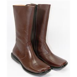 NEW LADIES BROWN ZIP-UP BOOTS SIZE 6