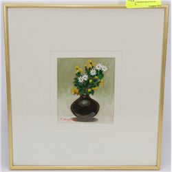 K.YOUNG FRAMED MATTED OIL PAINTING