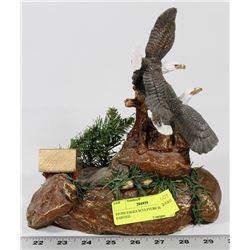 STONE EAGLE SCULPTURE HAND PAINTED.