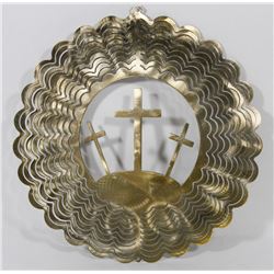 HANGING BRASS 3 CROSS DECORATION.