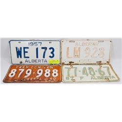 LOT OF 4 ALBERTA LICENSE PLATES - 1956, 1957, 1960