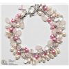 4) ST. SILVER FRESHWATER QUARTZ PEARL BRACELET