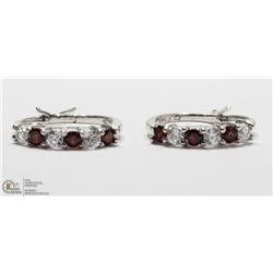 6) STERLING SILVER GARNET EARRINGS