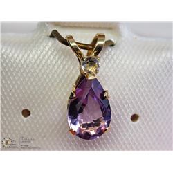 7) 10KT YELLOW GOLD GENUINE AMETHYST PENDANT