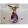 7) 10KT YELLOW GOLD GENUINE AMETHYST PENDANT