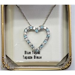 8) STERLING SILVER TOPAZ HEART SHAPED NECKLACE