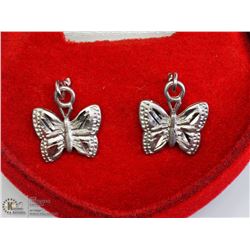 14) STERLING SILVER BUTTERFLY PENDANT EARRINGS