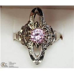 16) STERLING SILVER PINK CUBIC ZIRCONIA RING