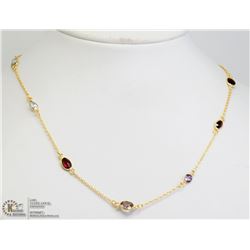 27) ST. SILVER GOLD PLATED ASST GEMSTONE NECKLACE