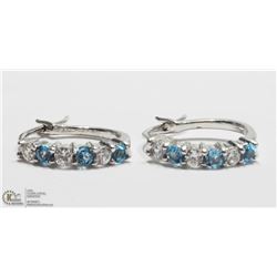 29) STERLING SILVER TOPAZ HOOP STYLE EARRINGS