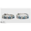 Image 1 : 29) STERLING SILVER TOPAZ HOOP STYLE EARRINGS