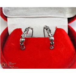 33) STERLING SILVER HOOP STYLE EARRINGS W/ DESIGN