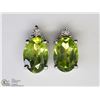 Image 1 : 35) STERLING SILVER PERIDOT AND DIAMOND EARRINGS