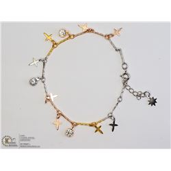 37) STERLING SILVER TRI COLOUR CZ BRACELET